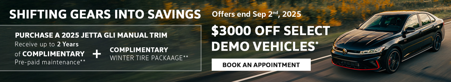 Demo Sales and Shift Gears Into Savings Special Offer Landing page banner